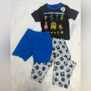 Nintendo Super Mario Kids Pajama Set - Black, Blue, Gray